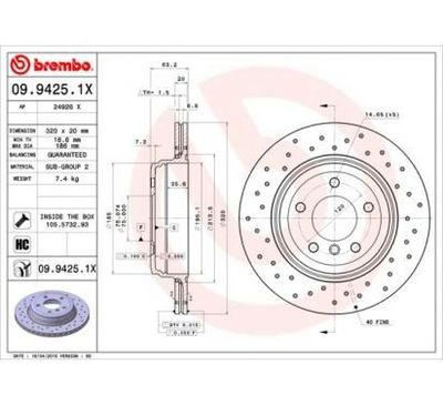 BREMBO DISCO DE FRENADO 320X20 V BMW  