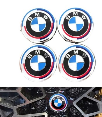 4 PIEZAS TAPA 50 JAHRE BMW,EMBLEMAT DISCOS 68MM TUNEADO  