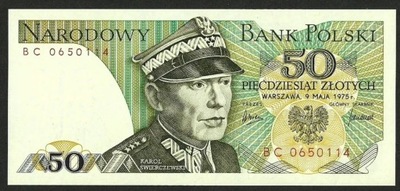 Banknot 50 złotych 1975, seria BC GEM UNC