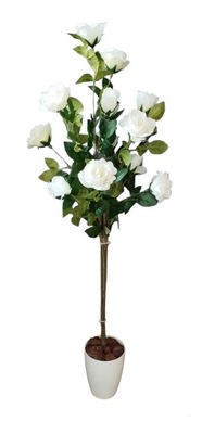 Drzewko sztuczne Róża biała kwiat sztuczny 110 cm donica biała