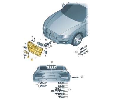 Решётка радиатора радиатора audi a7 czarna оригинальный номер 4g8853651cvmz фото №1