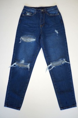 Missguided niebieskie jeansy z przetarciami 40