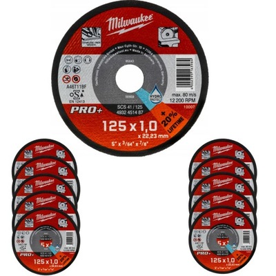 Tarcza tnąca do metalu 10szt. Milwaukee 125x1mm