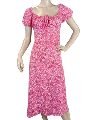 Sukienka Shein róż ala panterka dekolt gumka roz M