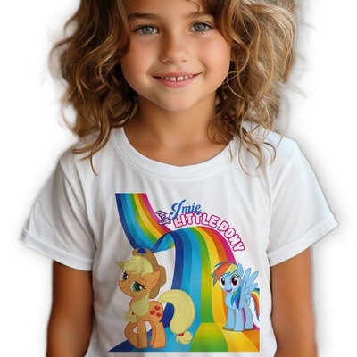 Koszulka Dziecięca Biała MY LITTLE PONY *TWOJE IMIĘ* Rozmiar 122 - 128 cm