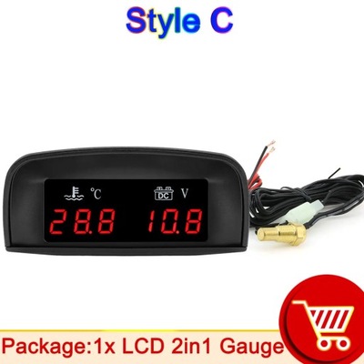 HD Car Water Temperature Clock 12v 24v Car 2in1 LCD Digital Voltmete~80012