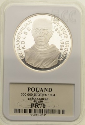 300000 zł 1994 - Maksymilian Kolbe - GRADING GCN PR70