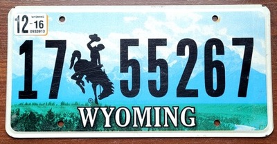 Wyoming 2016 - tablica rejestracyjna z USA