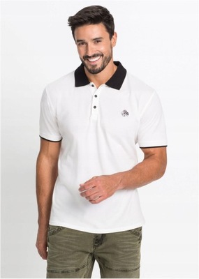 Poloshirt koszulka biała z kołnierzykiem R 48/50