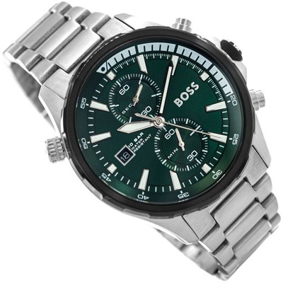 MĘSKI ZEGAREK HUGO BOSS 1513930 GLOBETROTTER SREBRNY CHRONOGRAF DATOWNIK