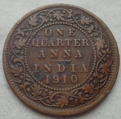 INDIE BRYTYJSKIE - 1/4 Anna - 1910 - Edward VII
