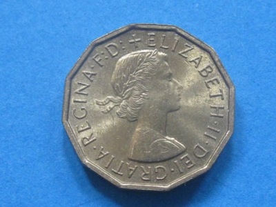 nr16 Anglia Moneta 3 Pence 1966 QEII Stan Menniczy UNC