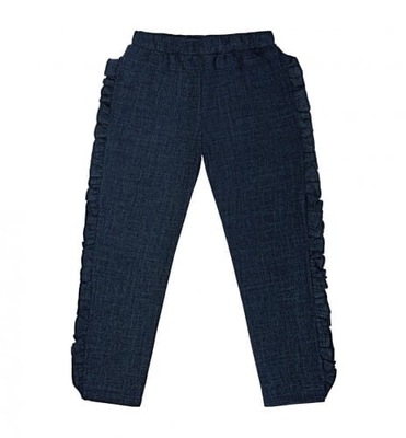 Dresowe Spodnie z falbanką dziewczęce jeans - 98