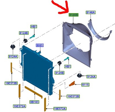 Корпус вентилятора ford ranger 2011-22 3.2l tdci фото №1