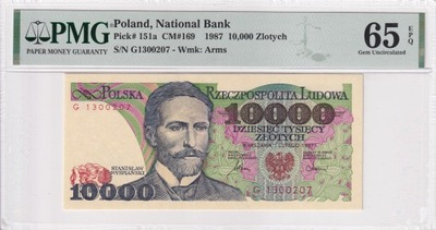 10000 Złotych Polska 1987 PMG 65 EPQ Seria G