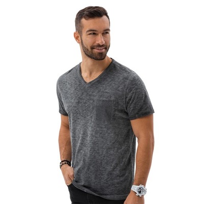 T-shirt męski bawełniany S1388 czarny M