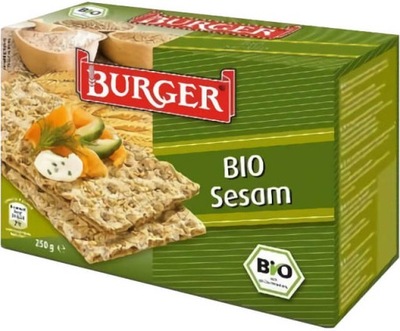 PIECZYWO CHRUPKIE ŻYTNIE RAZOWE Z SEZAMEM BIO 250 g - BURGER