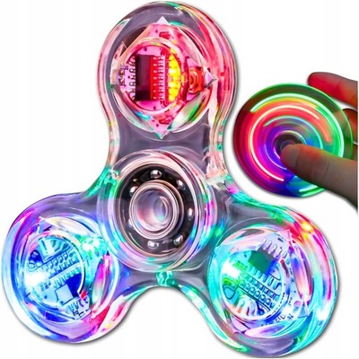 FIDGET SPINNER ŚWIECĄCY LED PRZEZROCZYSTY KOLOROWY PREMIUM DLA DZIECI GRA