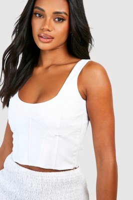 Boohoo tlj TOP GORSET NA BIAŁY RAMIĄCZKACH CROP XXL