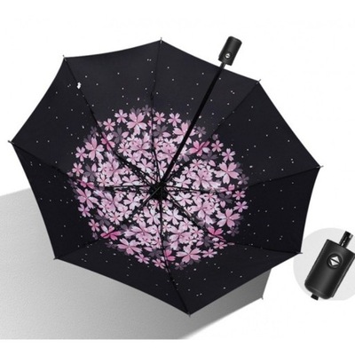 PARASOL UMBRELLA CZARNE KWIATY PAR01WZ13