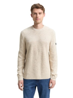 Tom Tailor sweter biały okrągły rozmiar M