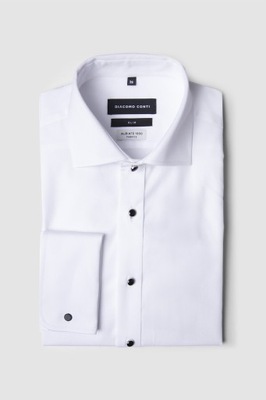 Ekskluzywna biała koszula z czarnymi guzikami