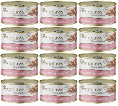 Applaws Cat Filet tuńczyk z krewetkami 12x70g