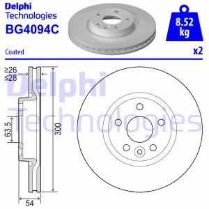 КОМПЛЕКТ ТОРМОЗНОЙ ДИСК ТОРМОЗНЫХ DELPHI BG4094C