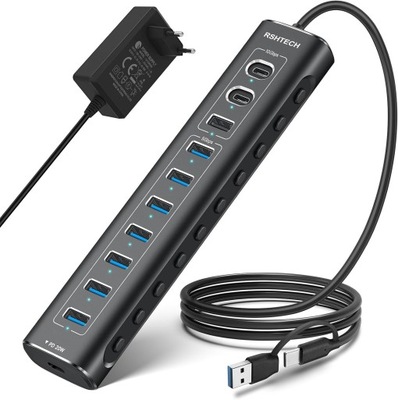 Hub USB Aktywny koncentrator USB C 3.2 z zasilaczem 11 port USB C 3.1 Gen2