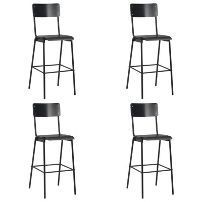 Krzesła barowe, 4 szt., czarne, sklejka i