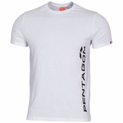 Koszulka Męska Sportowa Bawełniana T-shirt Pentagon Vertical Biała XXL