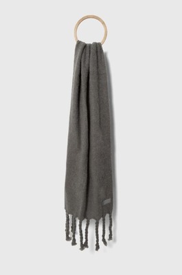 Tommy Hilfiger szalik z domieszką wełny kolor szary gładki AW0AW15530