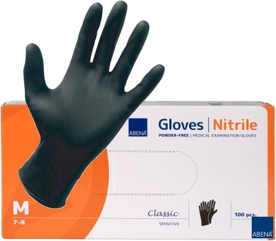 ABENA Rękawiczki nitrylowe czarne M 100szt