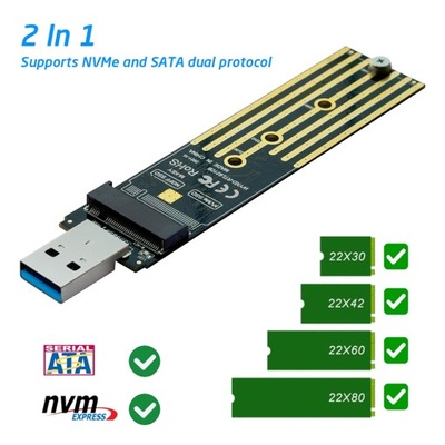 M.2 NVMe SSD na USB 3.1 Adapter pci-e na USB-A 3.0