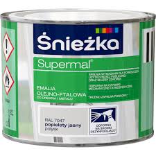 Emalia olejna Supermal RAL7047 popiel jasny połysk 0,4 l do metal drewno
