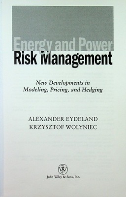 Energy and Power Risk Management