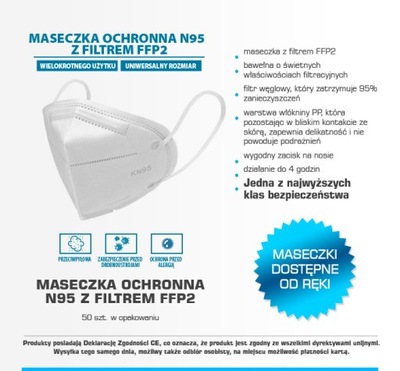 КАПОТ MASECZKA Z ФИЛЬТРОМ N95 FFP2 PÓŁКАПОТ 40 GROSZY ZA SZTUKĘ