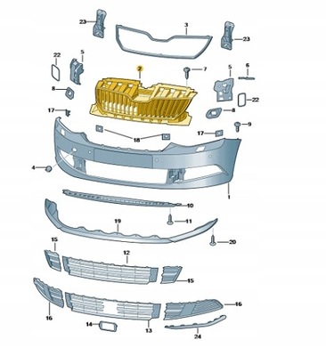 SKODA OE ОРИГИНАЛ СЕТКА - РЕШЁТКА FABIA 2015 -