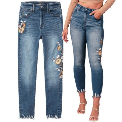 ABERCROMBIE Hollister Spodnie Jeansy Kwiaty 27