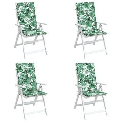 Poduszki na krzesła ogrodowe, 4 szt., wzór w liście, tkanina