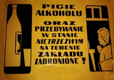 TABLICA ALUMINIOWA JAK Z PRL PICIE ALKOHOLU ORAZ