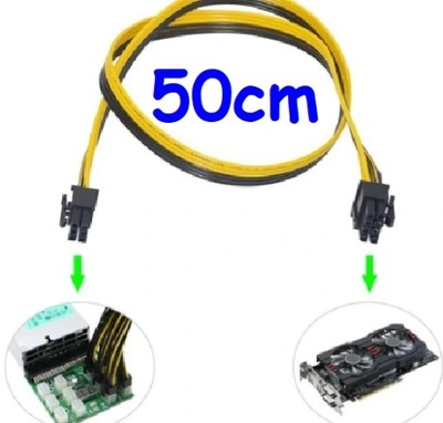 Kabel PCI-E 50cm 6pin męski do 6+2pin męski Riser