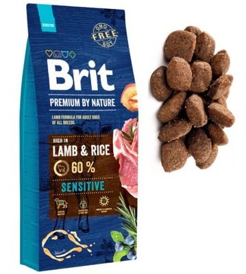 Sucha karma dla WRAŻLIWYCH psów Brit Premium Lamb