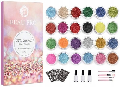 ZESTAW DO TATUAŻY Z BROKATEM- GLITTER TATTOO KIT