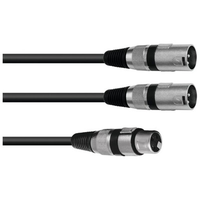 OMNITRONIC Adapter XLR(F)/2xXLR(M) 0,5m bk XLR żeński 2 x XLR męski