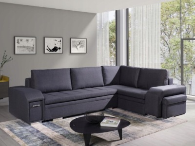 Narożnik L Rozkładany 305cm Grafit Popiel Szary