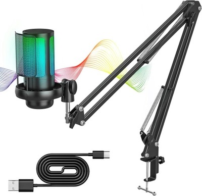 PROFESJONALNY MIKROFON POJEMNOŚCIOWY RGB ANYKUU ME6S