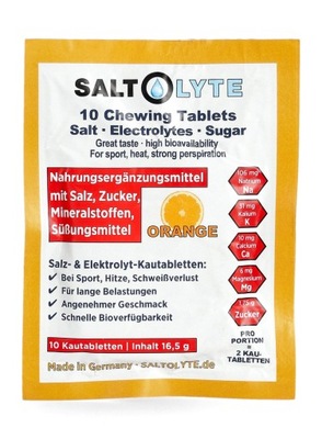 Saltolyte chewing tablets z solą, pomarańczowe