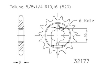 PINION GEAR FRONT ESJOT 50-32177-9 9Z 520  