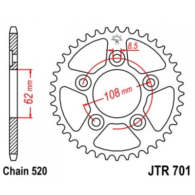 ENGRANAJE PARTE TRASERA JT 41-ZEBOW RAPTOR 125 2003-2014  